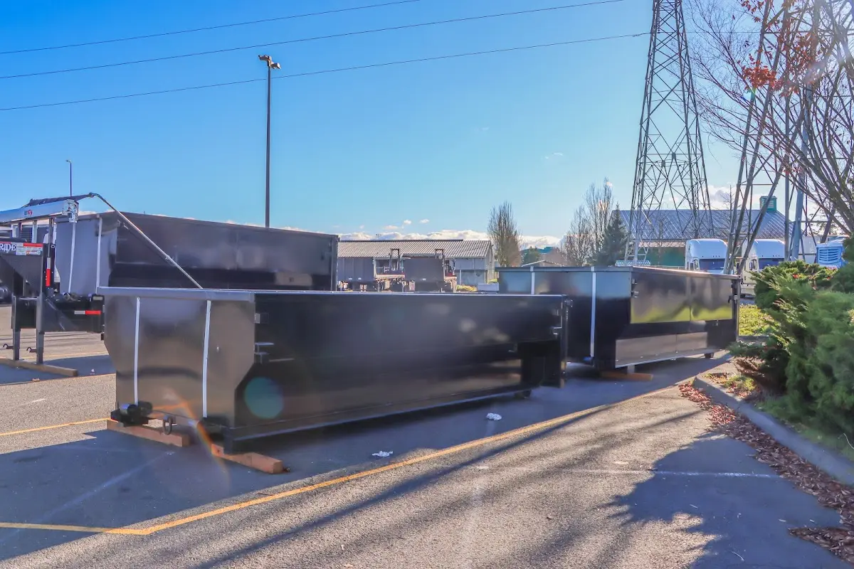 Roll-off dumpster ready for waste disposal at job site for 3 Yard Dumpster Rental in Carbondale